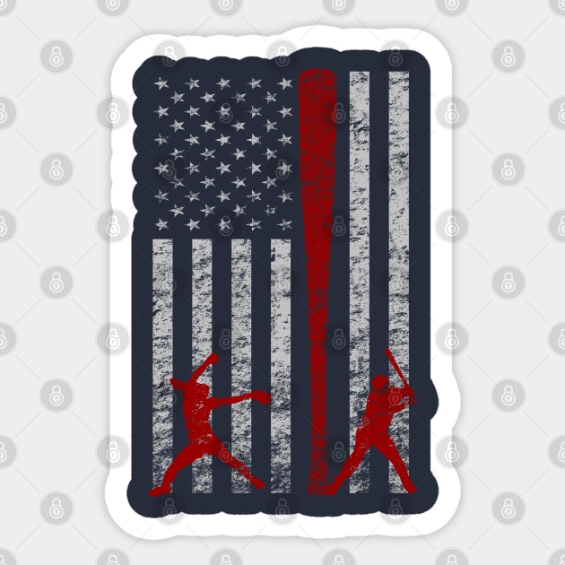 Fast Pitch Softball American Flag Patriotic Pitcher Batter Sticker by TeeCreations